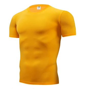 Sală de fitness T-shirt Globală, Populare Confortabil pentru Bărbați t-shirt Culoare Pură Moda absorbant de Sudoare Și Rapid-uscat gâtul Rundă de haine pentru Bărbați 0