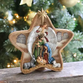 Scena Nașterii Statuia Isus Copil Pat De Copil De Crăciun Figurine Decor Miniaturi Ornament Biserica Catolică Cadou Decor Acasă