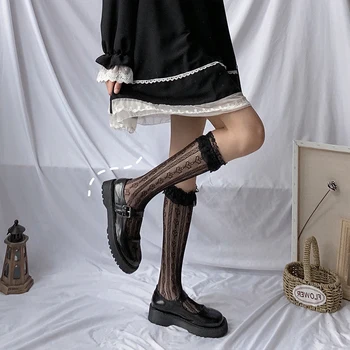 Sexy Model Inima Ciorapi pentru Femei Fete Transparent de Înaltă Elastic Ciorap Elastic Rochie de Dantelă Înaltă la Genunchi Șosete Calcetines 3