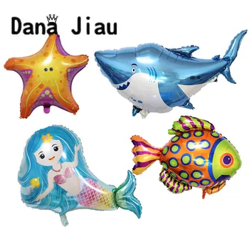 Silver shark baloane folie petrecere Balon copil jucărie cadou delfin shell Minge Gonflabila Decor de animale ocean sirena