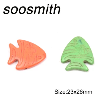 Soosmith 23x26mm Piatra Naturala, Margele Colorate Pește Mare Margele din Piatra Naturala Pentru a Face Bijuterii Bijuterii Diy Constatările Bratara Cadou