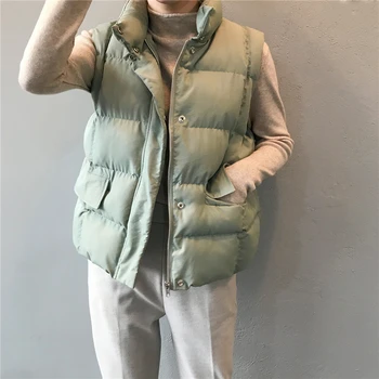Stand Guler Scurt Iarnă În Jos Jacheta Femei Gros Cald Vestă Fără Mâneci Supradimensionate Strat Șic 2021 Noua Moda Hanorac