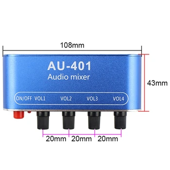 Stereo Mixer (4 Intrare ,1 Ieșire ) Controlează Individual de Bord DIY Căști Amplificator Caz DC12V