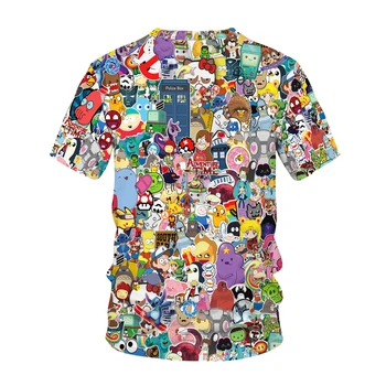 Timp de aventura Topuri Teuri Anime Print T-shirt Femei Bărbați Streetwear Desene animate Tricouri Copii Harajuku Camisetas Copii Amuzant