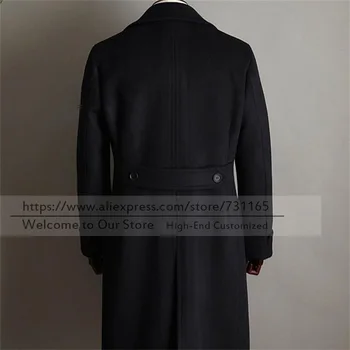 Tweed Amestecuri De Lână Neagră Barbati Costume Formale Blazer Personalizate Pentru Nefumători Cavaler De Onoare Wollen Jacheta Atins Rever Mâneci Lungi Palton