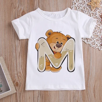 Urs drăguț Copii Fete Tricou de Vara Baieti Scrisoare Topuri Copilul Teuri Haine Imbracaminte Copii T-shirt cu Maneci Scurte Ziua