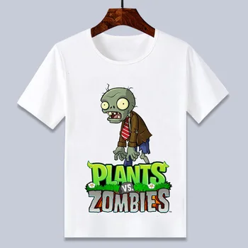 Vara 2021 Noua Moda T-shirt de Plante Zombie Imprimare de Îmbrăcăminte pentru Copii Alb Desene animate Băieți Fete Gât Rotund Casual Tricouri 3-12T