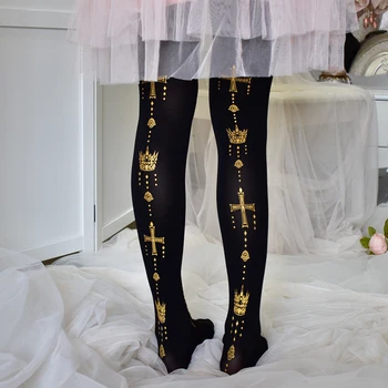 Vintage Femei Lolita Dresuri de Lux Cruce Coroana de Catifea Chilot Pentru Cosplay Kawaii Drăguț Elegant Șosete Dulce Alb / Negru