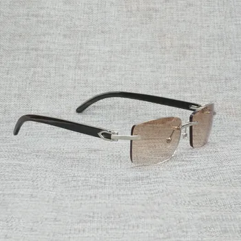 Vintage Naturale Corn de Bivol ochelari de Soare Vintage din Lemn de Ochelari fără ramă Pătrată Cadru pentru Femeile în aer liber Nuante Oculos Gafas 012N
