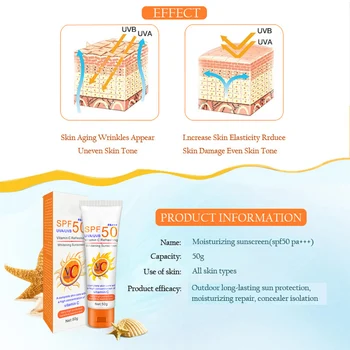 Vitamina C SPF50+ Crema de protecție Solară Sweatproof rezistent la apa Ulei UV-controlul Ecran de Soare, Crema de Corp Facial și Corp Cremă de protecție Solară