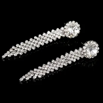 YFJEWE Argint culoare Cristal Ciucure Lung Legăna Cercei Pentru Femei Declarație de Moda Elegant Cercei Bijuterii de Nunta #E259 0