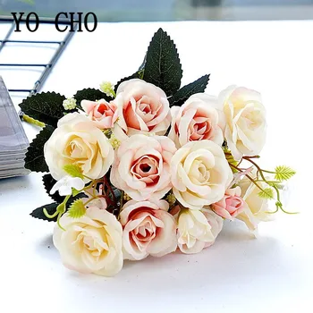 YO CHO Flori Artificiale de Mătase au Crescut cu 10 Capete Mini Buchet de Flori False pentru Acasă Decorare Nunta Nunta de Fata a Crescut DIY Buchete