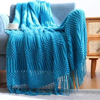 ZENGIA Tricotate Pătură Monofazate Culoare Pătură Canapea Cu Ciucuri de Călătorie de Lux Lumina Pătură Swadding Pentru Pat Decor Acasă 130x180cm