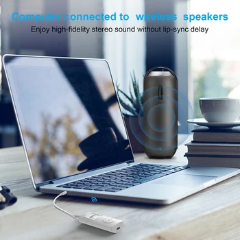 ZF365 Wireless Bluetooth USB-compatibil 5.0 Dongle Adaptor LCD Ecran Display Audio Receptor-Transmițător pentru PC si Laptop