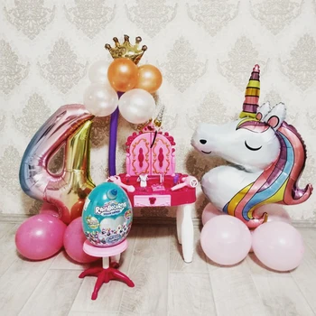 Zana cu unicorn deco Fata petrecere de ziua 1 2 3 vârsta Petrecere veselă Copil de un an duș decor Unicornio ziua consumabile