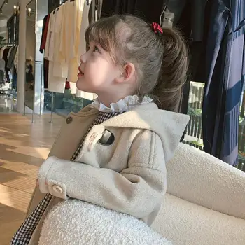 Îmbrăcăminte Exterioară Haina Jacheta Cu Gluga Singur Pieptul Solid Regulat Bumbac Noua Moda Simplu Drăguț Primavara Toamna Iarna Fete Copii